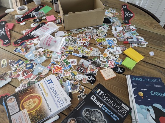 A table full of stickers